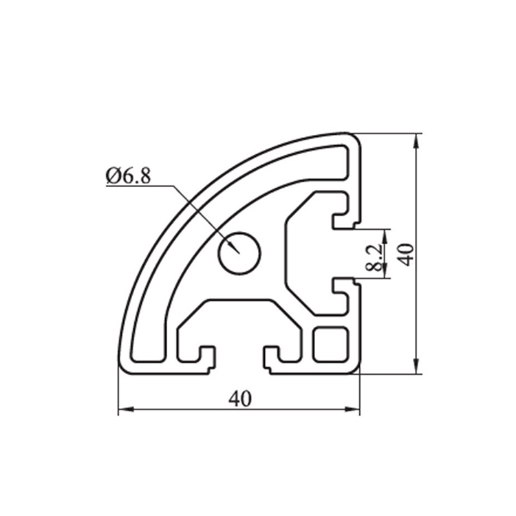 4040R T Slot Arc Алюминиевый экструзионный профиль